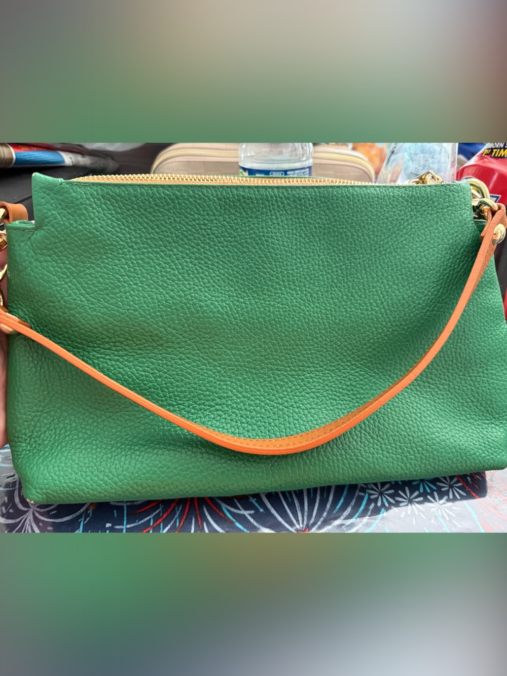 Valentina Double Zip Pebbled Leather Crossbody Bag